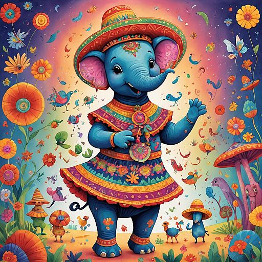 Sarah the Dancing Elephant in Sombrero Sarah the Dancing Elephant in Sombrero