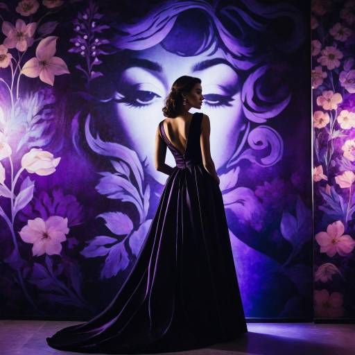 Dramatic Backlit Woman in Satin Gown Dramatic Backlit Woman in Satin Gown