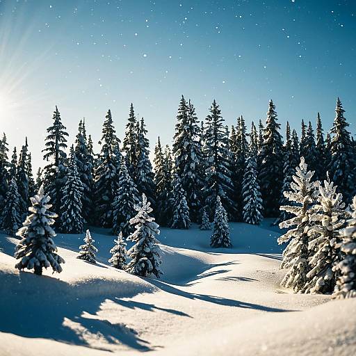 Miniature Snow Forest at Golden Hour