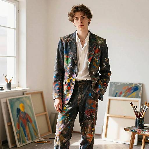 Painter's Vibrant Studio Portrait