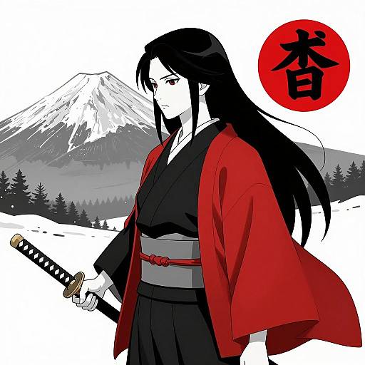 Elegant Warrior Woman in Monochrome