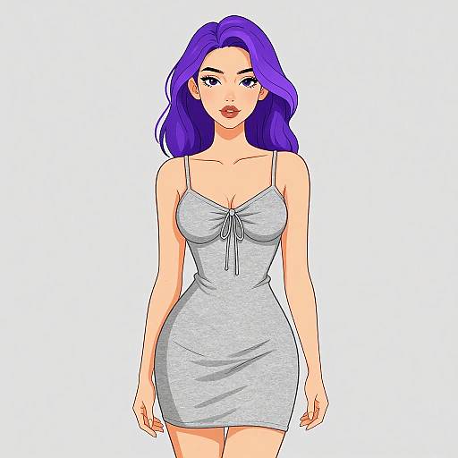 Casual Chic Woman in Heather Gray Mini Dress