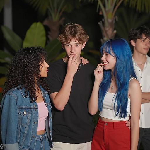 Nighttime Group Photo with Tropical Vibes