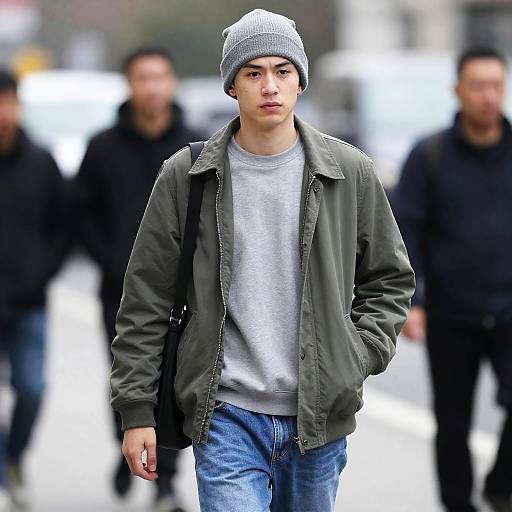 Urban Fashion: Young Man in Gray