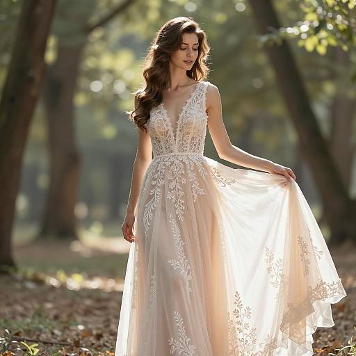 Elegant Lace Evening Gown in Forest