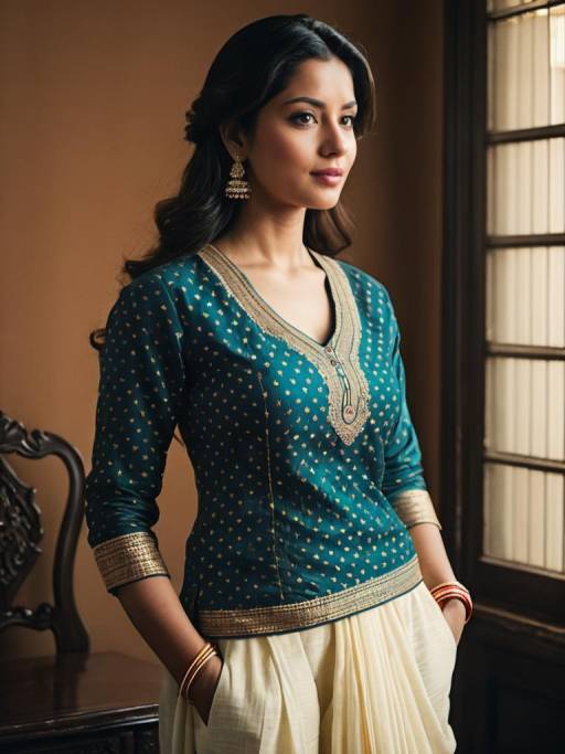 Woman Wearing Elegant Dhoti Suit Salwar