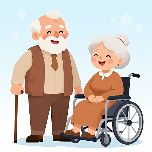 Cheerful Elderly Cartoon Illustration