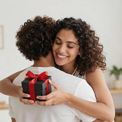 Candid Couple with Gift in Focus