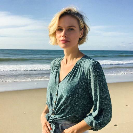 Confident Woman at Serene Beach
