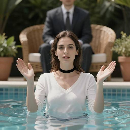 Elegant Woman Relaxing by Poolside