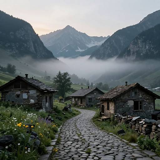 Abandoned Rustic Village at Dawn