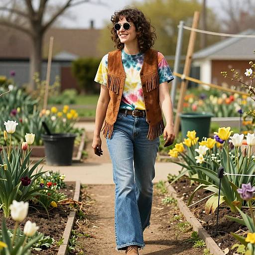 70s Gardening Enthusiast in Retro Style
