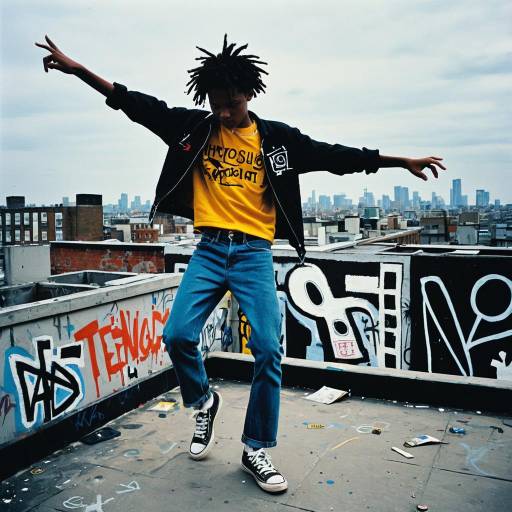 Teenage Boy Dancing on Urban Rooftop