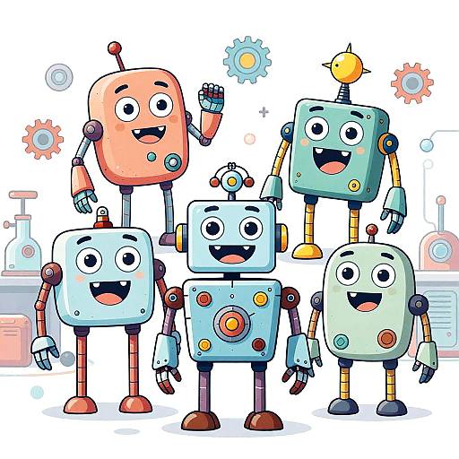 Inventive Cartoon Robot Characters