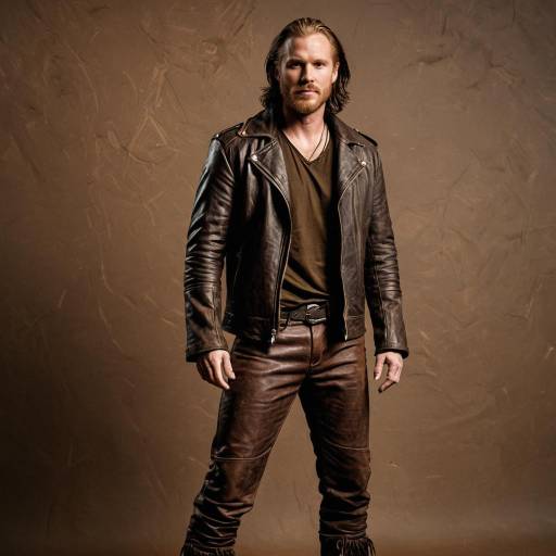 Man in Rugged Leather Cosplay Costume