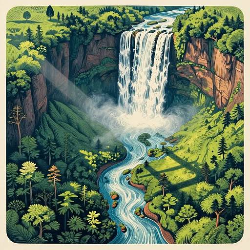 Surreal Upward Flowing Waterfall