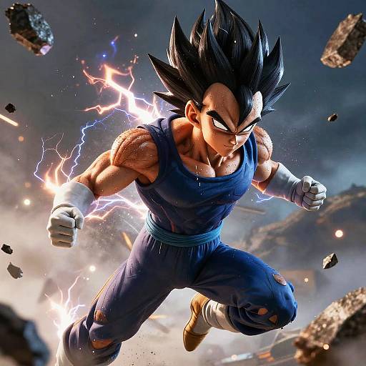 Realistic Vegeta Mid-Air Power Up