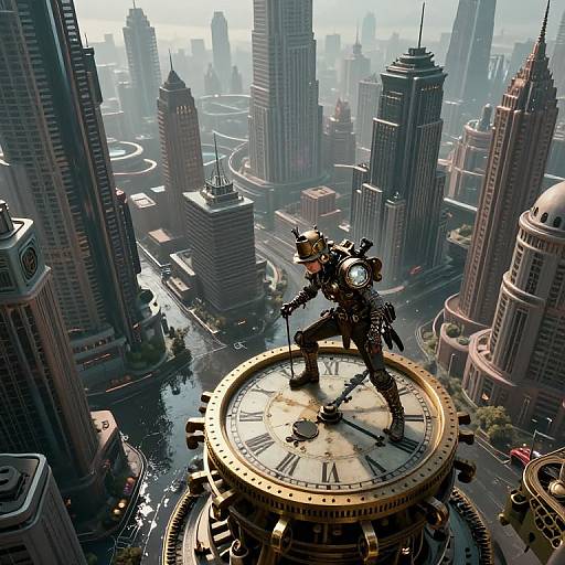 Surreal Cyberpunk Steampunk Cityscape