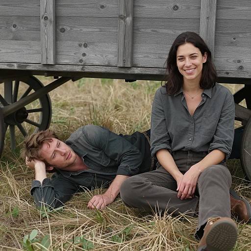 Peaceful Scene Under a Wooden Wagon