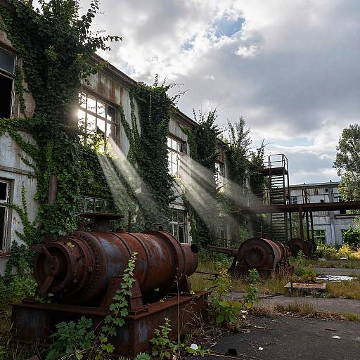 Abandoned Industrial Complex Reclaimed by Nature