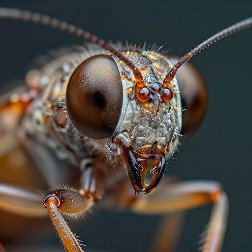 Ultra Macro Close-Up of Lacewing Face