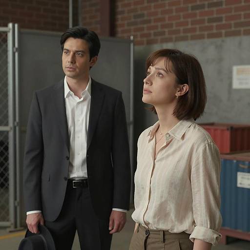 Two professionals in industrial setting