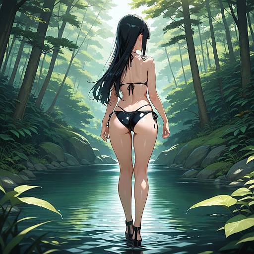 Cute Girl in Nature: High-Quality Illustration