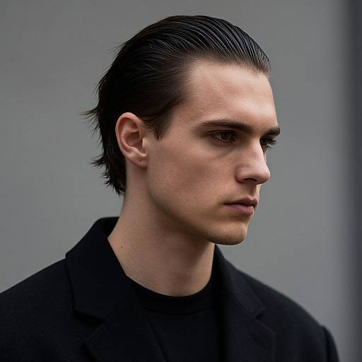 European Man with Slicked-Back Edgar Cut