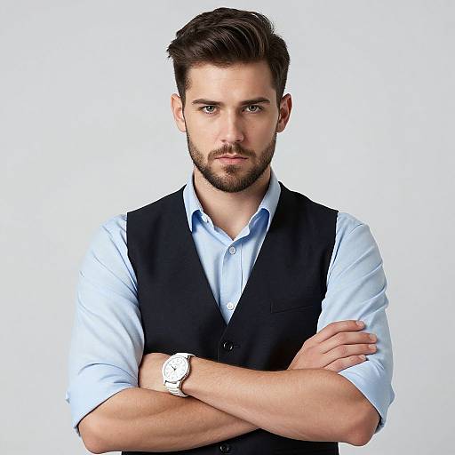 Serious Young Man in Dress Shirt