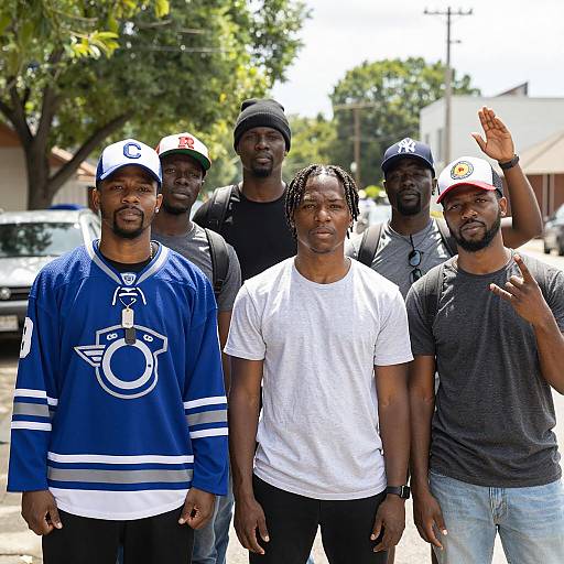 Vibrant Unity: Six Men on the Street