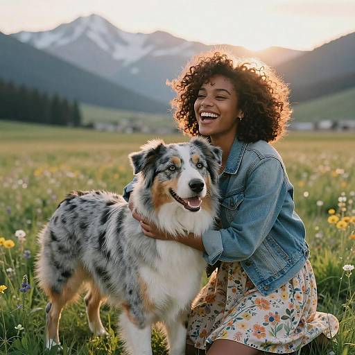 Joyful Meadow Embrace at Golden Hour