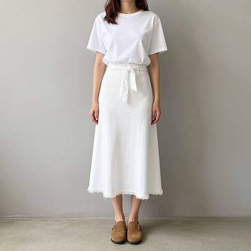 Female Model in Casual White Outfit