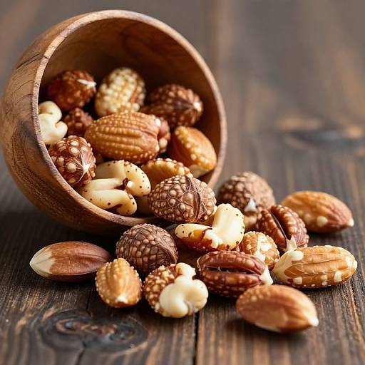 Rustic Nuts on Wooden Surface