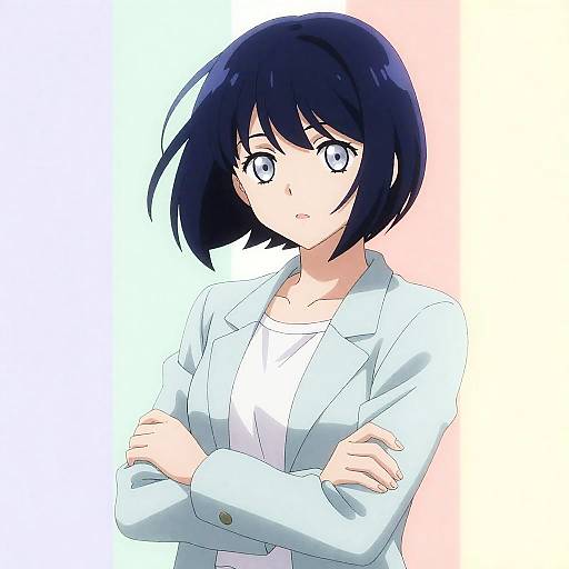 Pastel Pixie: Confident Anime Portrait