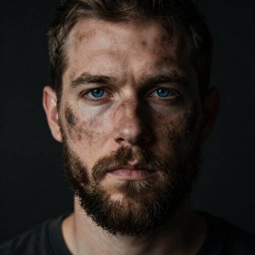 Serious Bearded Man Portrait in Shadows