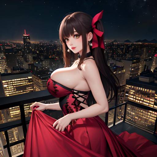Aesthetic Anime Girl on City Rooftop