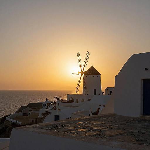 Sunset over Santorini Windmill