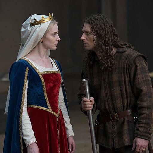 Medieval Queen and Nobleman in Intense Conversation