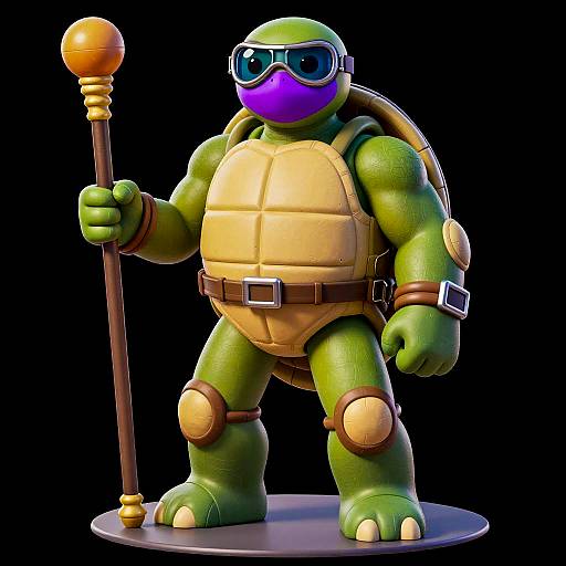 Muscular Anthropomorphic Turtle with Staff