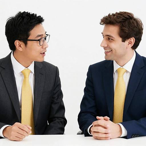 Two Businessmen Talking at Table