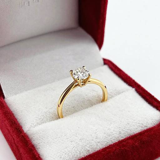 Elegant Gold Ring in Red Velvet Box