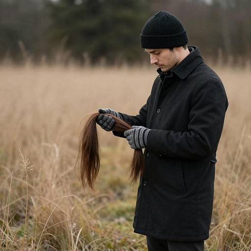 Man in Beanie Holding Ponytail