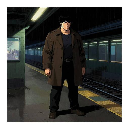 Half-Giant Street Musician in Abandoned Subway