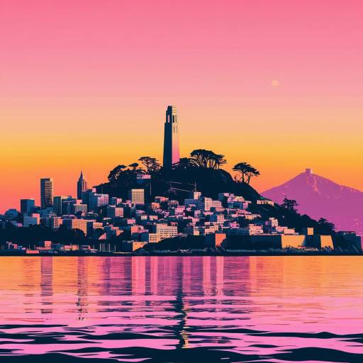 San Francisco Neon Skyline at Sunset
