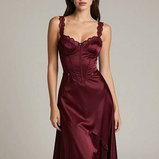 Edgy Burgundy Satin Maxi Dress