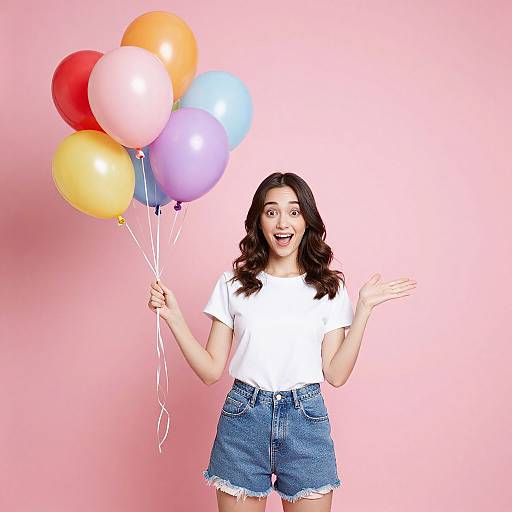Joyful Fashion Woman with Balloons