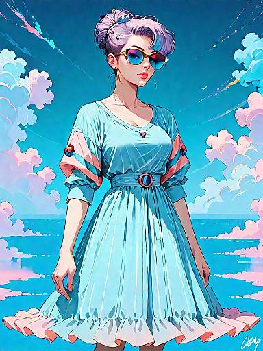 Stylish Woman in Cut-Out Fashion Dress