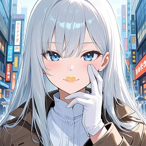 Portrait of Anime Girl in City Setting