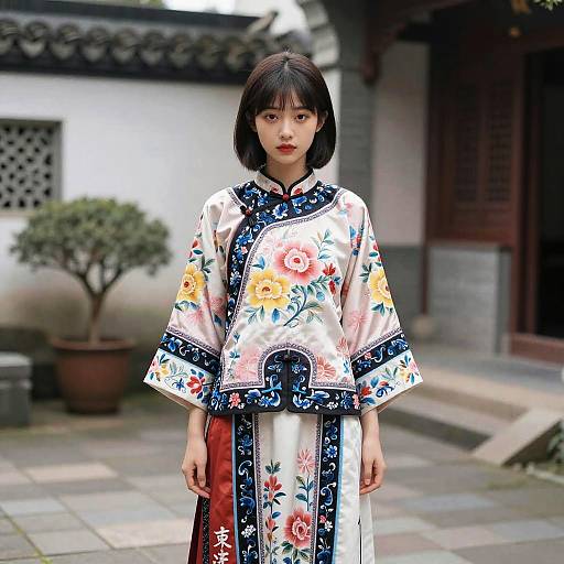 Photorealistic Hanfu Girl in Courtyard