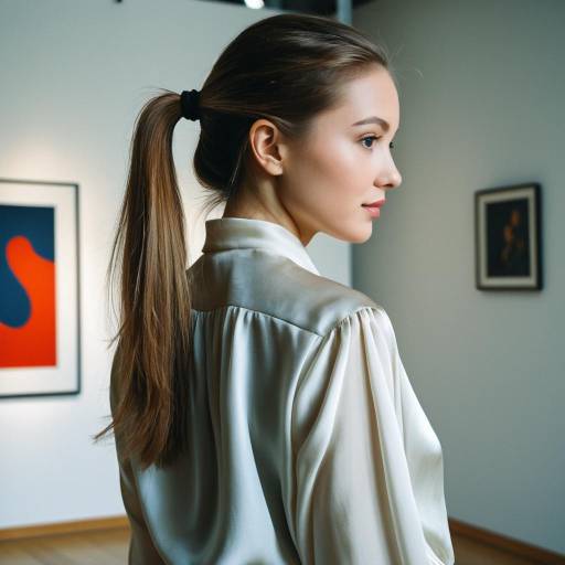 Young Woman with Low Ponytail in Art Gallery